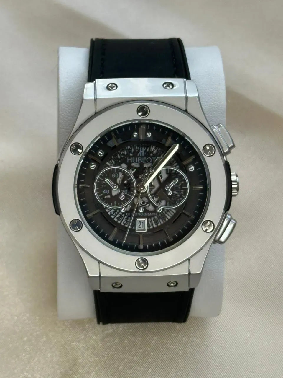 Hublot Geneve Classic Fusion Stainless Steel Quartz Watch -Black and silver