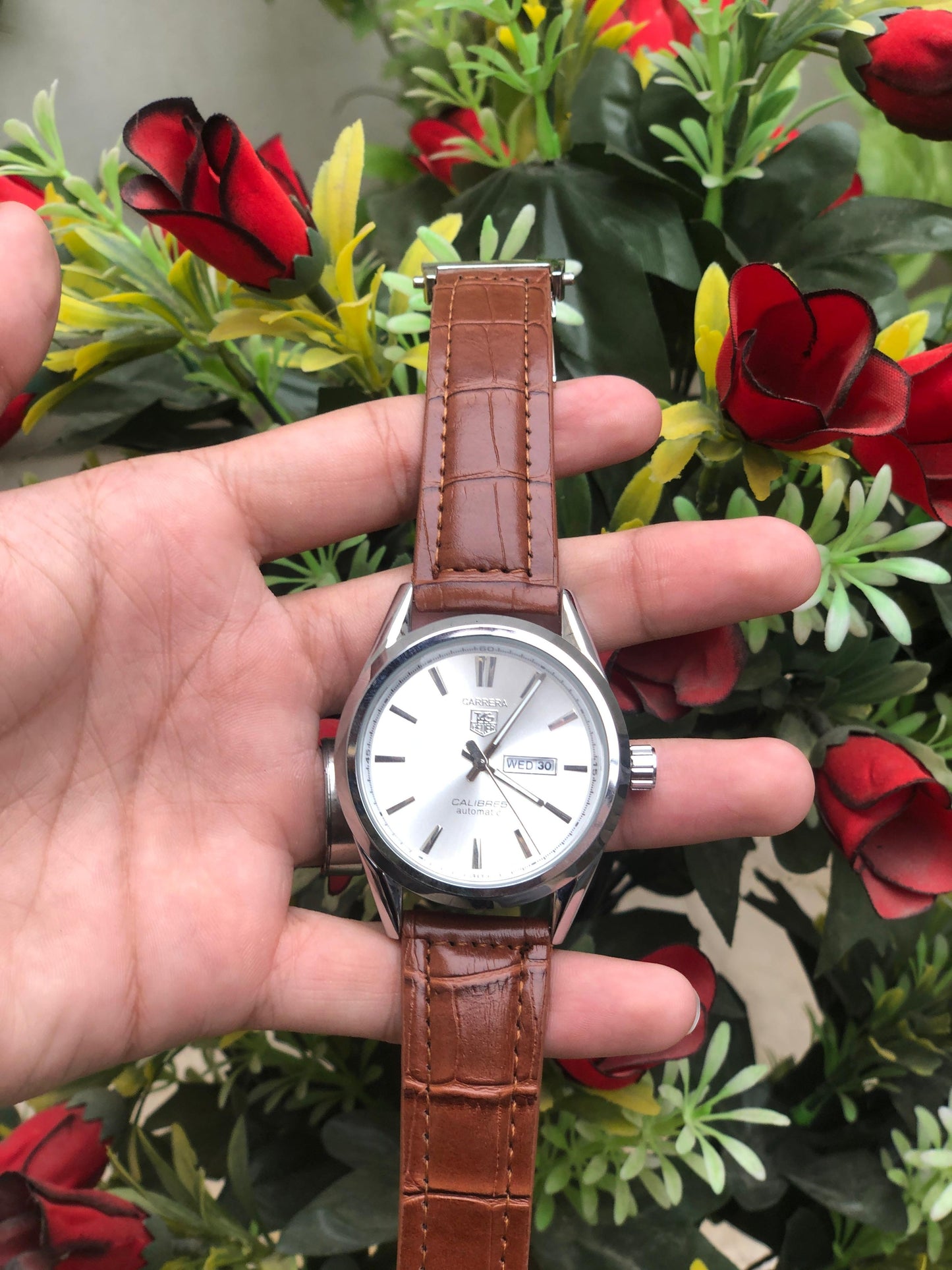 Carrera Caliber 5 Brown Leather Strap Watch