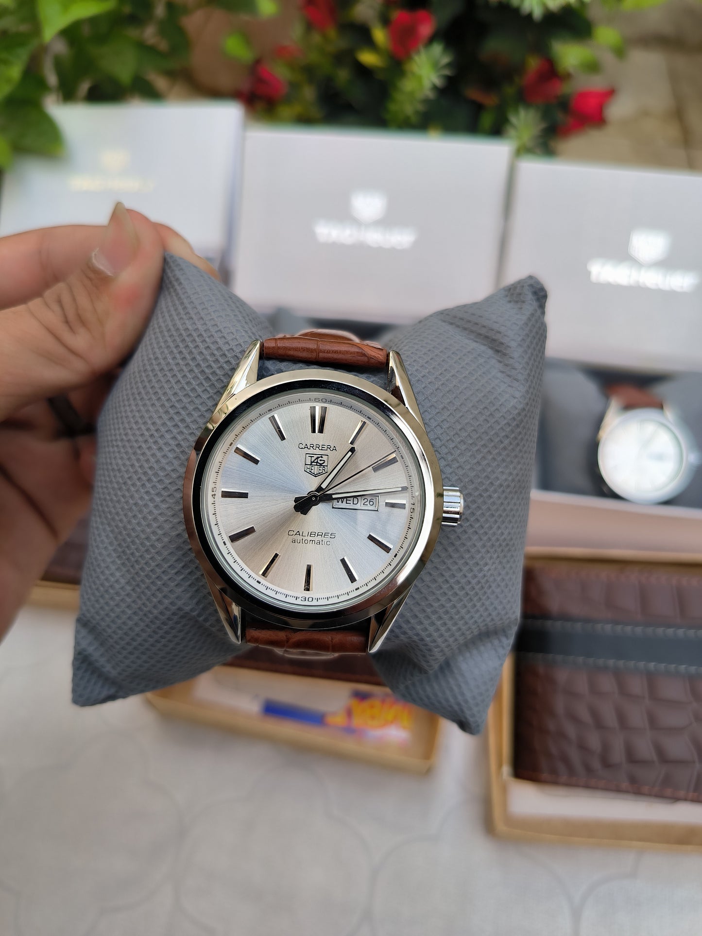 Carrera Caliber 5 Brown Leather Strap Watch